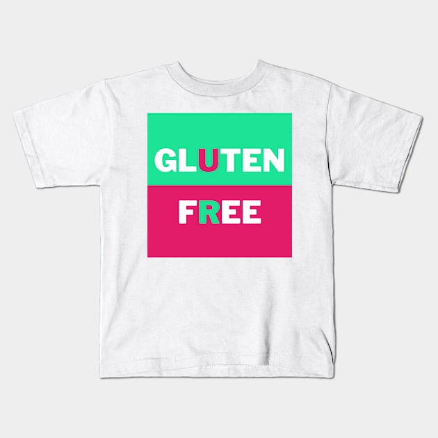 Gluten Free - Green & Fuschia Halves Kids T-Shirt by MoonOverPines